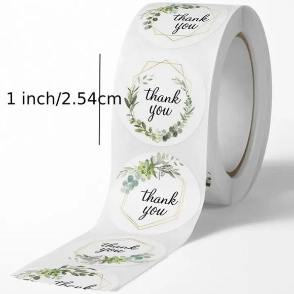 New 500 Piece Roll Self-Adhesive Thank You Stickers - 4 Designs - Picture 4 of 5